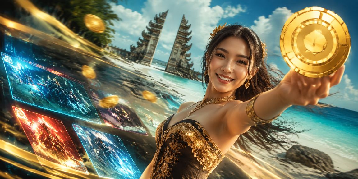 Pemain esports fokus di depan layar dengan latar pantai, menggambarkan komunitas gaming modern di Asia Tenggara
